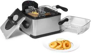 MegaChef 4.23 Quart Stainless Steel Electric Deep Fryer with Timer