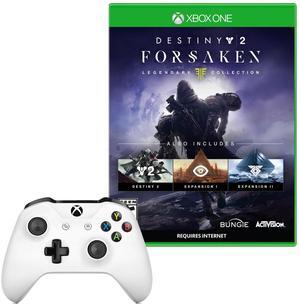 Xbox One S Controller in White with Destiny 2: Forsaken Game