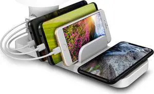 Trexonic 3-in-1 Desk Organizer with Wireless Charging Station and Reading Light