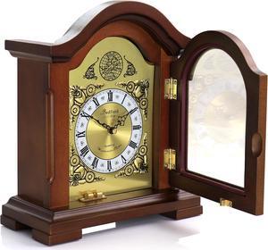 Bedford Clock Collection Redwood Mantel Clock with Chimes