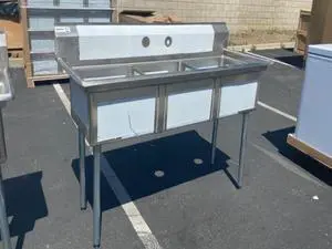 New 59" Stainless Steel Three Compartment Sink NSF C3T181812