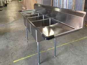 New 120" Stainless Steel Three Compartment Sink NSF C3T242412-24LR