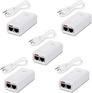 ubiquiti poe poe-24-12w-5p - 24v dc 0.5a 12w - power over ethernet replacement poe adapter (5-pack)