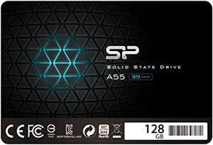Silicon power 128GB SSD 3D NAND A55 SLC Cache Performance Boost SATA III 2.5" 7mm (0.28") Internal Solid State Drive