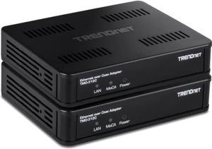 TRENDnet Ethernet Over Coax MoCa 2.5 Adapter (2-Pack), TMO-312C2K, Backward Compatible with MoCA 2.0/1.1/1.0, RJ-45 Gigabit LAN Port, Supports Net Throughput up to 1Gbps, Support up to 16 Nodes, Black