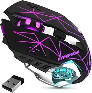 hypergear chromium wireless gaming mouse [3-level dpi switch, 7 color led, 6 button scroll wheel, optical sensor] for pc gamer, laptop, desktop & more - 15571