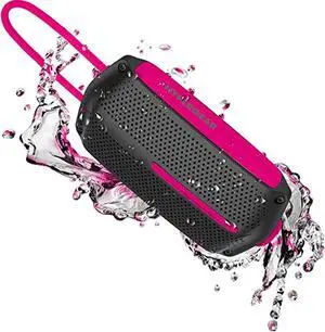 hypergear wave wireless hd stereo sound speaker [ipx4 waterproof] streams music & calls from any bluetooth device at home, outdoors, beach, park, pool, boat, backyard, or campground (black/pink)