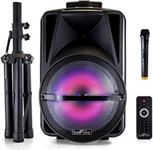 befree sound 12 inch bluetooth rechargeable portable pa party speaker with reactive led lights black
