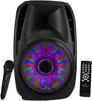 befree sound 15 inch portable bluetooth speaker with sound/volume reactive lights, black
