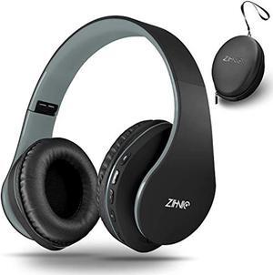 bluetooth headphones over-ear, zihnic foldable wireless and wired stereo headset micro sd/tf, fm for cell phone,pc,soft earmuffs &light weight for prolonged wearing(black/gray)