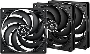 arctic p12 slim pwm pst (3 pack) - 120 mm case fan with pwm sharing technology (pst), pressure-optimised, quiet motor, computer, extra slim, 300-2100 rpm - black