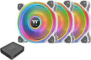 Thermaltake Riing Quad 12 RGB White CL-F100-PL12SW-A 120mm RGB LED Radiator Fan TT Premium Edition 3 Pack – White