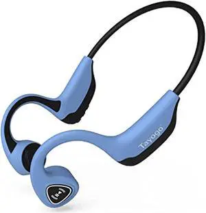 bone conduction headphones, tayogo bone conducting headphones open-ear headphones, 5.0 bluetooth headphones wireless sweatproof sport headset for running, walking, fitness - blue