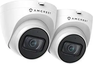 amcrest 2-pack 5mp ultrahd outdoor security ip turret poe camera with mic/audio, 5-megapixel, 98ft nightvision, 2.8mm lens, ip67 weatherproof, microsd recording (256gb), 2pack-ip5m-t1179ew-28mm white