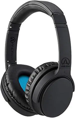 andrea communications anr-950 wireless bluetooth headphones with active noise reduction, black
