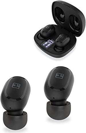ihome xt-45 true wireless earbuds with rechargeable travel case, bluetooth earphones with microphone and touch control, black