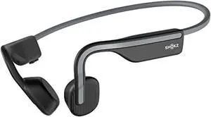 shokz openmove - open-ear bluetooth sport headphones - bone conduction wireless earphones - sweatproof for running and workouts, with sticker pack (grey)