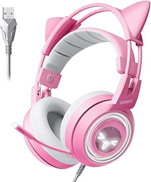 Somic G951 rose 7.1 Sound Cat Ear Gaming Headset Headphone avec lumière LED  de vibrations - Chine Écouteurs et de micros prix