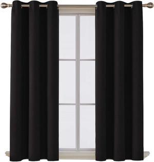 Blackout Curtain Blinds - Solid Thermal Insulated Window Treatment Blackout Drapes/Draperies for Bedroom (2 Panels, 55 inches Wide by 102 inches Long,) (Black)