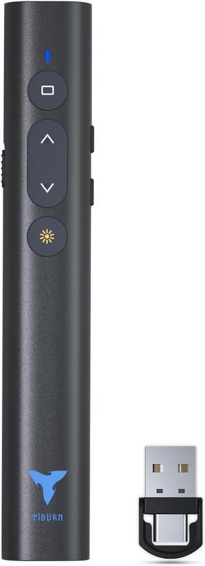 TIBURN 100 Feet Presentation Clicker USB/USB-C 2 in 1 Slides Clicker for Mac/Win/Computer/Laptop Presentation Pointer