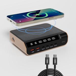 TIBURN 240W GaN Charger Station Desktop with Digital Display Screen USB C Fast Charging Wireless Charger USB A Charger Power Adapter for iPad Phone Laptop for Office