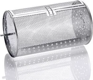 Roto-Q 360 Rotisserie Basket (Round) Grill Accessory Stainless Steel Food Attachment For Chicken Wings, Nuggets, Fries, Mix Vegetables, Beans, Coffee, Popcorn, and much more.