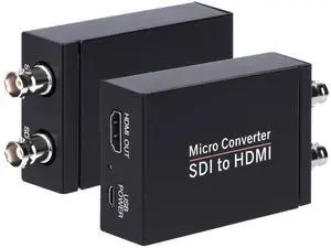 SDI to HDMI Converter, SDI to HDMI Audio De-embedder Support 3G-SDI, HD-SDI, SD-SDI Auto Format Detection and Stereo Audio De-embedder, SDI Loopout (Black)