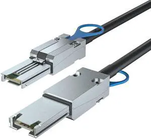 SFF-8088 to SFF-8088 External Mini SAS HD Cable, 3G/6Gbps SAS2.0 26Pin Hybrid Cable Attached SCSI for Raid, DAS, and Servers, 100-Ohm, 0.5-m(1.6ft)