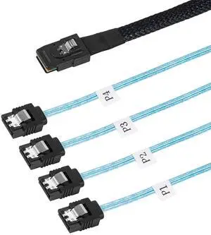 Mini SAS to SATA Cable 36 Pin SFF-8087 Host/Controller to 4 SATA 7 Pin Target/Backplane, 0.5M /1.6 FT, 2 PACK Mini SAS to SATA Cable 36 Pin SFF-8087 Host/Controller to 4 SATA 7 Pin Target/Backplane, 0.5M /1.6 FT, 2 PACK