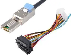 Mini-SAS SFF-8088 26P to 4 X SAS SFF-8482 29 Pin with Power Cable 2 Meter 6.6FT