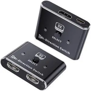 8K HDMI Switch, Vszerda Bidirectional HDMI Switch 2 in 1out /1 in 2 Out, Support 4K@120Hz, 8K@60Hz for PS5/4/3 Nintendo Switch Xbox hdmi TV