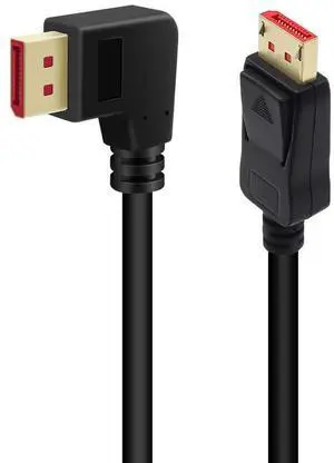 Vszerda 8K@60Hz 90 Degree Displayport 1.4 Cable, Male to Male Right Angle DP 1.4 Cable Support 8K/60Hz, 4K/144Hz 6FT/1.8M