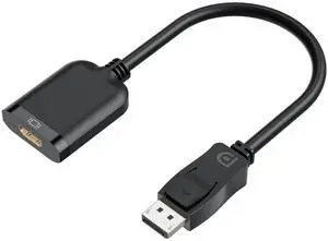 Vszerda Displayport to HDMI Active Adapter Cable, 4K DP 1.4 to HDMI 2.0 Monitor Uni-Directional Converter, Male to Female Black, Compatible for HP AMD NVIDIA Lenovo Dell Desktop TV and More