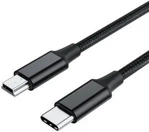 3.3FT USB Type C to Mini USB Cable, 1M Braided USB C to Mini 5-Pin Charging Cord, Supports OTG Sync Data for Digital Camera, Driving Recorder, MP3 Player, GPS Receiver and More Mini B Devices