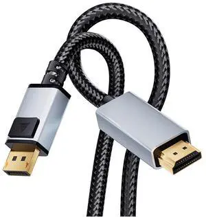 Vszerda DisplayPort to HDMI 4K Cable, 4K@60Hz,2K@144Hz, 6FT/1.8M Uni-Directional DP 1.2 to HDMI 1.4, Nylon Braided Cord Support 3D UHD, Compatible for D.ell, NVIDIA, AMD, L.enovo, HP, Monitor Vszerda DisplayPort to HDMI 4K Cable, 4K@60Hz,2K@144Hz, 6FT/1.8M Uni-Directional DP 1.2 to HDMI 1.4, Nylon Braided Cord Support 3D UHD, Compatible for D.ell, NVIDIA, AMD, L.enovo, HP, Monitor