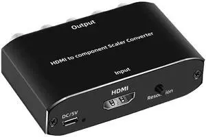 HDMI to Component Converter, 1080P HDMI to YPbPr, HDMI to RGB + R/L 5RCA Scaler Converter, HDMI Input to Component YPbPr Output with Scaler Function, Support for Projector TV Blu-Ray DVD PS4 Xbox 360