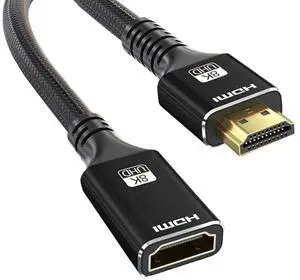 HDMI Extension Cable 6.6FT, HDMI 2.1 Male to Female HDMI Cord Adapter Support 4K@120Hz, 3D, HDR 10, eARC, Compatible with TV Stick, HDTV, Bluray Player, Laptop, PC, 1-Pack HDMI Extension Cable 6.6FT, HDMI 2.1 Male to Female HDMI Cord Adapter Support 4K@120Hz, 3D, HDR 10, eARC, Compatible with TV Stick, HDTV, Bluray Player, Laptop, PC, 1-Pack