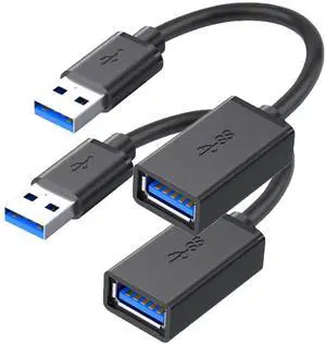 Vszerda USB 3.0 Extension Cable 1ft / 0.3M (2 Pack), Type A Male to Female, 5Gbps High-Speed Data Transfer USB Extender for Mouse, Keyboard, Printer, Flash Drive, Webcam, etc (Ultra Short Cord)