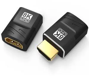 Vszerda HDMI Coupler 2 Pack, 8K HDMI 2.1 Female to Female Adapter, HDMI Male to Female Extender Connector, Support 8K@60Hz 4K@120Hz 48Gbps HDR, for HDTV, Monitor, Laptop, Xbox, PS4/PS5, Black