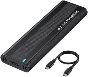 M2 NVME SATA SSD Enclosure Adapter, USB 3.1 Gen 2 10 Gbps Type C External SSD Case Reader for M.2 NVMe PCIE & SATA M-Key / B+M Supports Sizes 2230 2242 2260 2280