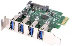 Vszerda 4 Port PCI-E 1X to 4 USB 3.0 HUB PCI Express Expansion Card Adapter with 80/120mm PCI-E Slot Bracket