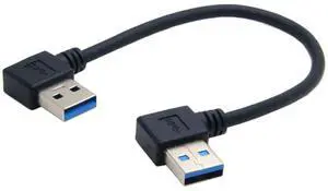 Vszerda USB 3.0 Cable USB 3.0 90 Degree Angled Data Extension Cable for Hard Disk Laptop 0.2M