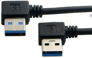 Vszerda USB 3.0 Cable USB 3.0 90 Degree Angled Data Extension Cable for Hard Disk Laptop 0.5M