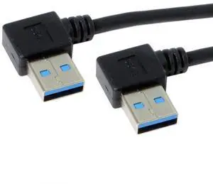 Vszerda Cable 20cm USB 3.0 Type-A 90 Degree Right Angled to Right Angled Data Cable for Hard Disk Computer