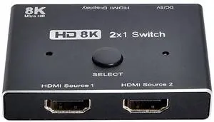 Vszerda HDMI Ultra-HD Converter 8K@60hz Compatible 2.1 Switch 2-IN-1-OUT UHD Hub Support HDCP SST Extended 4K@60hz