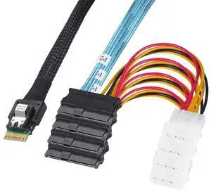 Vszerda SFF-8654 4i 38Pin Slimline SAS 4.0 Host to 4 SAS 29Pin SFF-8482 Target Hard Disk Fanout Raid Cable