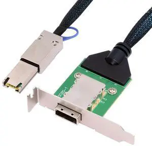 Vszerda Mini SAS SFF-8088 to SFF-8088 26Pin External Extension Data Cable PCBA with Low Profile Bracket