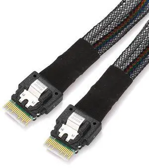 Vszerda SFF-8654 Male to SFF-8654 Male PCI-E Slimline SAS 4.0 SFF-8654 4i 38 Pin Host to SFF-8654 Slim SAS Target Cable 50cm