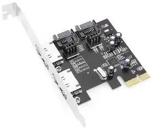 Vszerda PCIe X1 to 2 SATA 3.0  2 eSATA PCIE SATA3 6Gbps PCIe Expansion Card Adapter