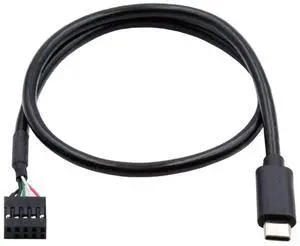 Vszerda USB 2.0 Front Panel Header 9/10Pin to USB C Male Mainboard Header Port Data Extension Cable Adapter 0.5M